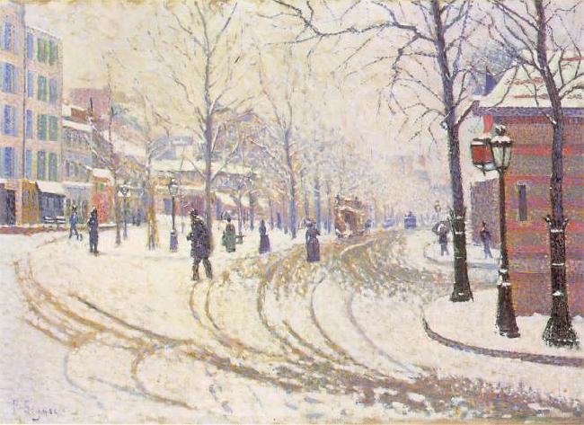 Paul Signac Le boulevard de Clichy, la neige oil painting picture